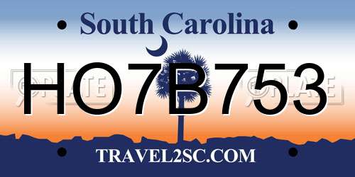 HO7B753 South Carolina License Plate