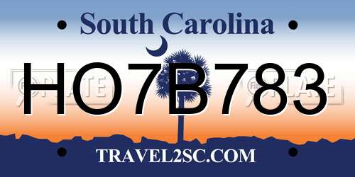 HO7B783 South Carolina License Plate