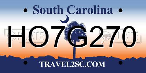 HO7G270 South Carolina License Plate