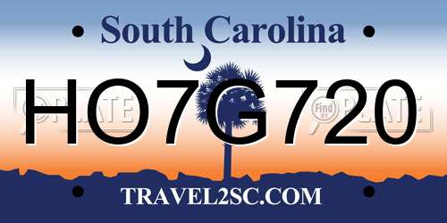 HO7G720 South Carolina License Plate