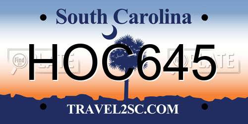 HOC645 South Carolina License Plate
