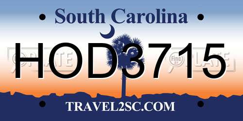 HOD3715 South Carolina License Plate