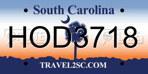 HOD3718 South Carolina License Plate