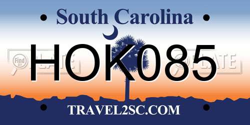 HOK085 South Carolina License Plate
