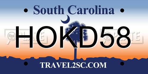 HOKD58 South Carolina License Plate