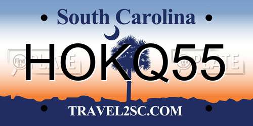 HOKQ55 South Carolina License Plate