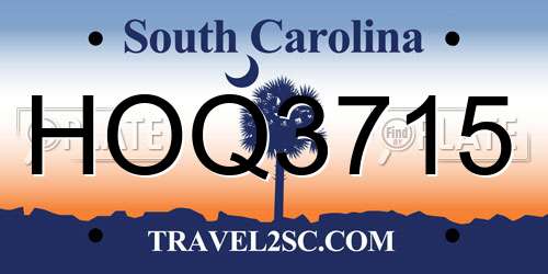 HOQ3715 South Carolina License Plate