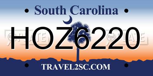 HOZ6220 South Carolina License Plate