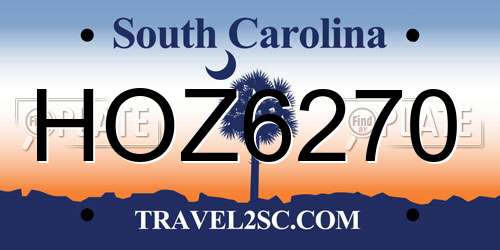 HOZ6270 South Carolina License Plate
