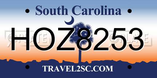 HOZ8253 South Carolina License Plate
