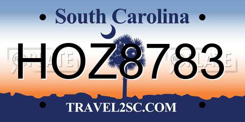 HOZ8783 South Carolina License Plate
