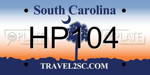 HP104 South Carolina License Plate
