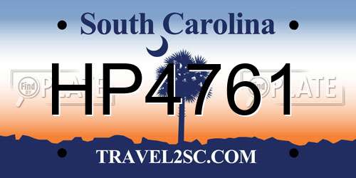 HP4761 South Carolina License Plate