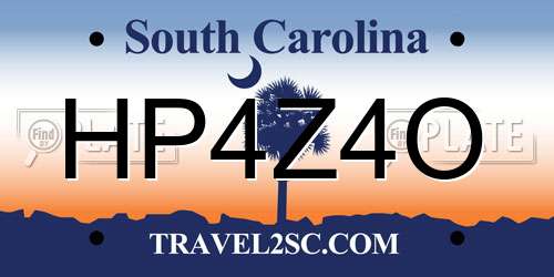 HP4Z4O South Carolina License Plate