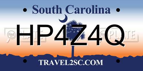HP4Z4Q South Carolina License Plate