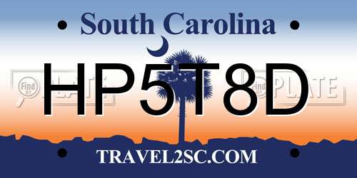HP5T8D South Carolina License Plate