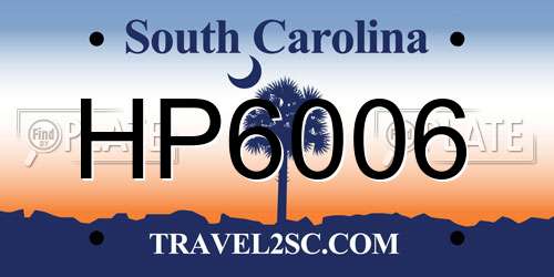 HP6006 South Carolina License Plate