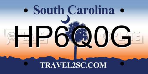 HP6Q0G South Carolina License Plate