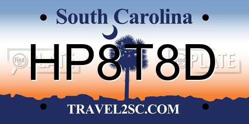 HP8T8D South Carolina License Plate