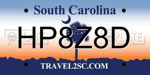 HP8Z8D South Carolina License Plate