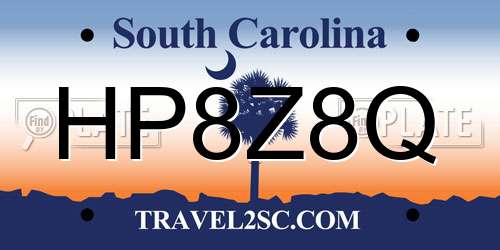 HP8Z8Q South Carolina License Plate