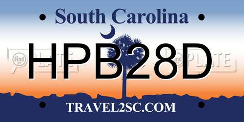 HPB28D South Carolina License Plate