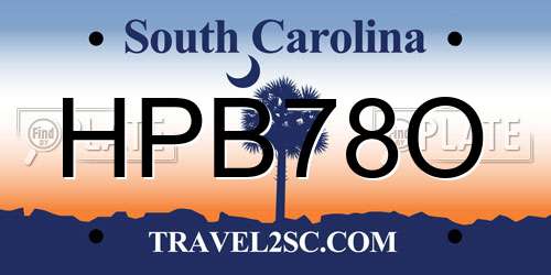 HPB78O South Carolina License Plate