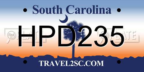 HPD235 South Carolina License Plate