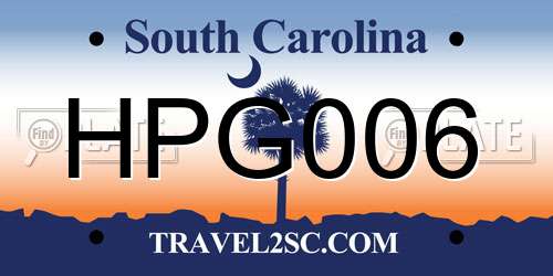 HPG006 South Carolina License Plate
