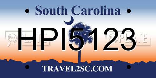 HPI5123 South Carolina License Plate