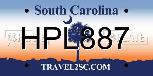 HPL887 South Carolina License Plate