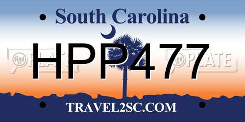 HPP477 South Carolina License Plate