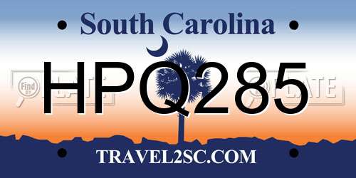 HPQ285 South Carolina License Plate