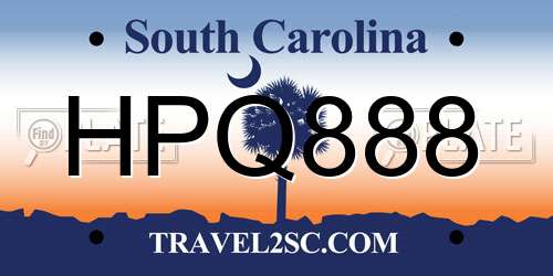 HPQ888 South Carolina License Plate