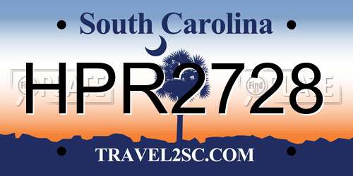 HPR2728 South Carolina License Plate
