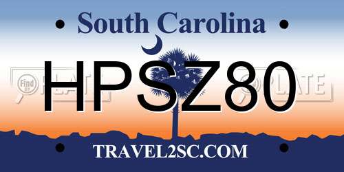 HPSZ80 South Carolina License Plate
