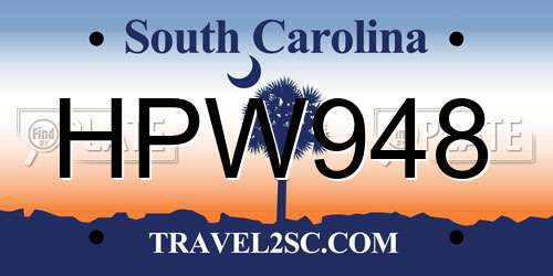 HPW948 South Carolina License Plate