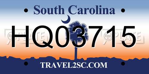 HQ03715 South Carolina License Plate