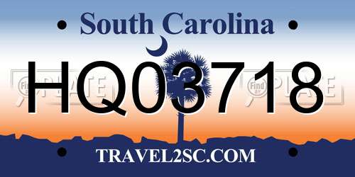 HQ03718 South Carolina License Plate