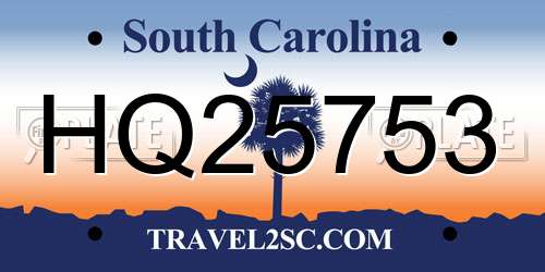 HQ25753 South Carolina License Plate