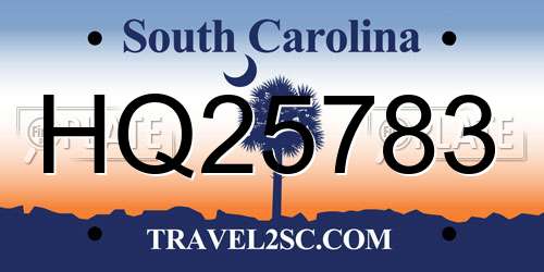 HQ25783 South Carolina License Plate
