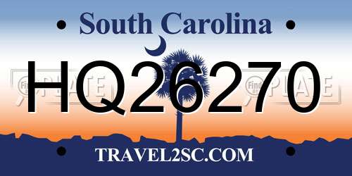 HQ26270 South Carolina License Plate