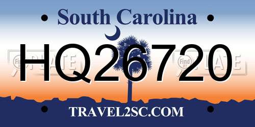 HQ26720 South Carolina License Plate