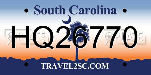 HQ26770 South Carolina License Plate