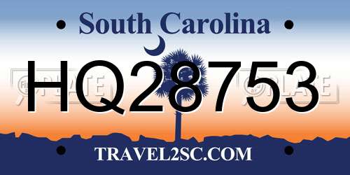 HQ28753 South Carolina License Plate