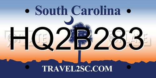 HQ2B283 South Carolina License Plate