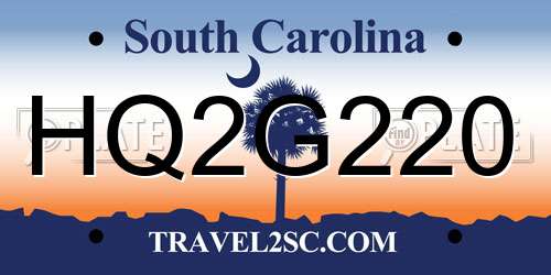 HQ2G220 South Carolina License Plate