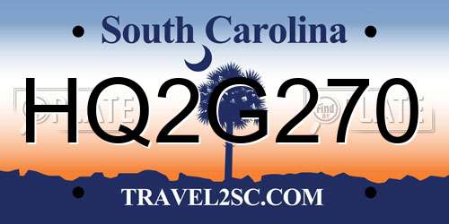 HQ2G270 South Carolina License Plate