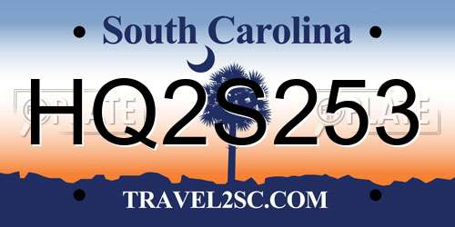 HQ2S253 South Carolina License Plate