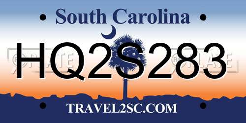 HQ2S283 South Carolina License Plate